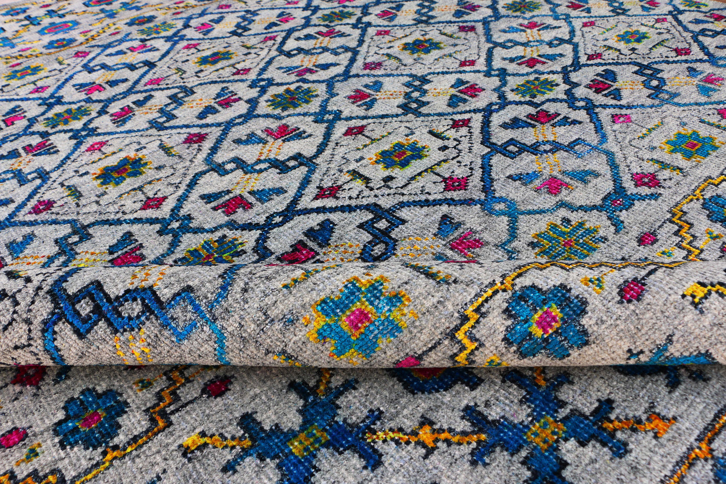 Gabbeh Loribaft Design Shiny Hand Knotted Persian Traditional Afghan Handspun Woolen Living Area Rugs