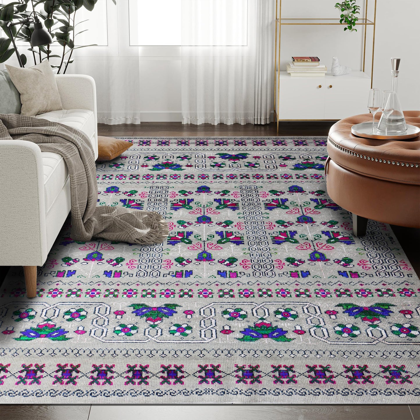 Gabbeh Loribaft Design Shiny Hand Knotted Persian Traditional Afghan Handspun Woolen Living Area Rugs 4675 (8x10)  3-20